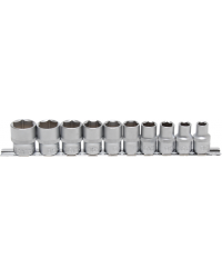 10-delige doppenset 1/2" 6-kant INCH 3/8"-15/16"